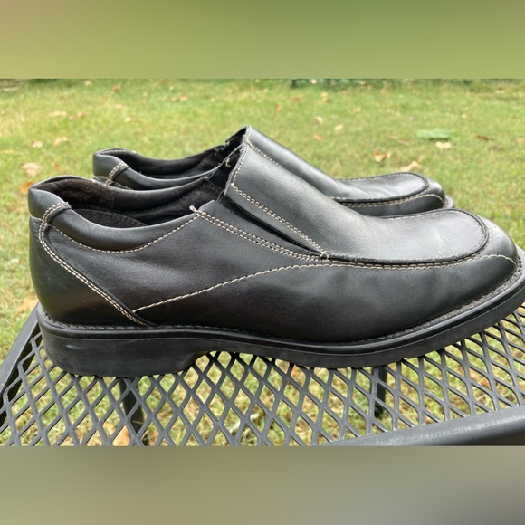 Adelchi Men’s Slip-on Black Leather Oxford Shoes - Picture 2 of 8